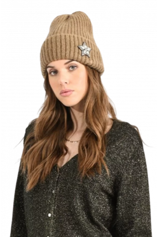 MOLLY BRACKEN LADIES KNITTED HAT - B202 LIGHT KHAKI FRANCE