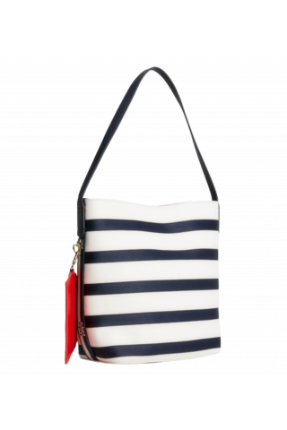 TOMMY HILFIGER ICONIC BUCKET BAG STRIPES - NAVY/WHITE 0GY