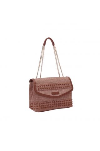 LA CARRIE - MALIBU BOWLING SHOOLDER BAG RAFFIA+SYNT CUOIO