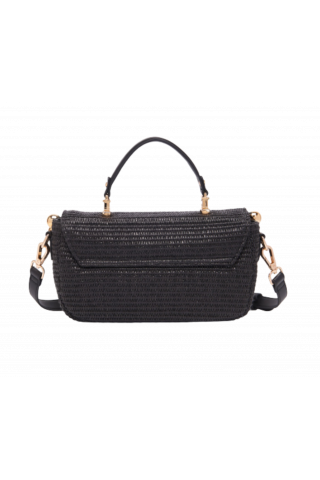 LA CARRIE FIREFLY HANDBAG RAFFIA + BLACK SYNT.