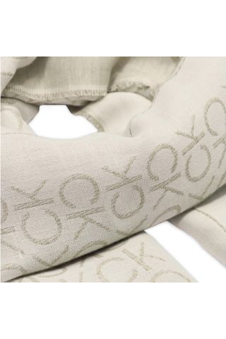 CALVIN KLEIN JACQUARD LINEN STOLE 70X180 - CK ECRU/BEIGE _PC4