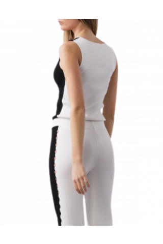 BCBGMAXAZRIA TOP 23SKT165KN14 MULTI WHITE/BLACK/BEIGE