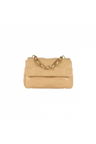 LA CARRIE - EMBOSSED LOGOS STEPHY MED HAND BAG LEATHER CAPUCCINO