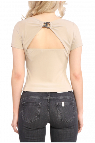 GUESS SS CHERYL JEWEL TOP BLOUSE W3GP21KAQL2 BEIGE