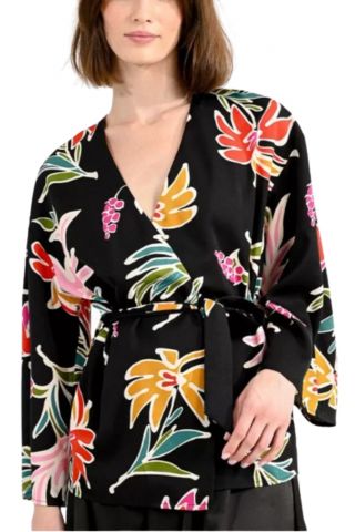 MOLLY BRACKEN LADIES WOVEN KIMONO LAH150 BLACK JUNE