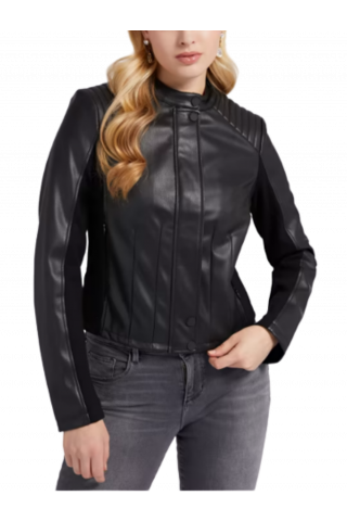 GUESS NEW FIAMMETTA WOMEN'S JACKET BLACK SYN.LEA