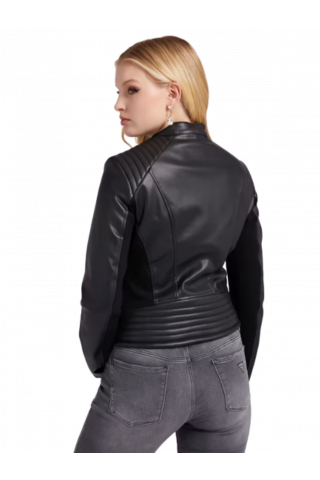 GUESS NEW FIAMMETTA WOMEN'S JACKET BLACK SYN.LEA