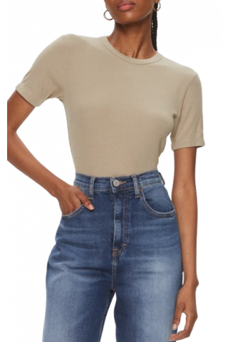 CALVIN KLEIN - MODAL RIB SS TEE NEUTRAL TAUPE