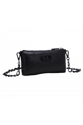 LA CARRIE DECCAN DOOBLE WALLET/BAG BLACK LEATHER
