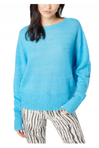 120% LINO WOMAN KNIT SWEATER CIEL