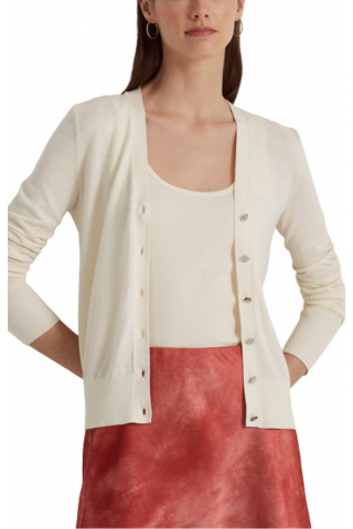 RALPH LAUREN COTTON MODAL-LS VN CARDIGAN