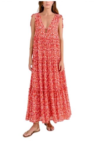 MOLLY BRACKEN LADIES WOVEN DRESS LA1452CP RED CHARLOTTE