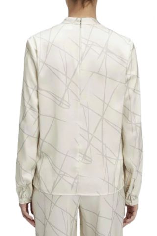 CALVIN KLEIN - SHINE SATIN LS BLOUSE DRAWN LINE/TURTLEDOVE