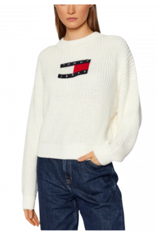 TOMMY HILFIGER TJW CENTER FLAG SWEATER YAP SNOW WHITE