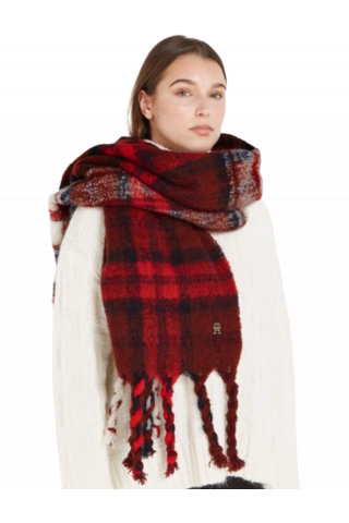 TOMMY HILFIGER CHECK RED SCARF