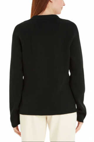 CALVIN KLEIN RIB POLO NECK SWEATER - BLACK