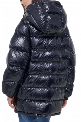 TOMMY HILFIGER - MD HIGH HOODED DOWN COAT DARK BLUE
