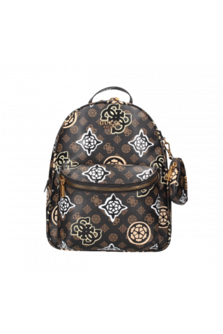 GUESS HOUSE PARTY LARGE BACKPACK PP868633 BROWN LOGO MULTI