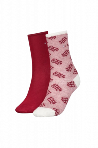 TOMMY HILFIGER - TH WOMEN SOCK 2P MONOGRAM ONE ROUGE COMBO