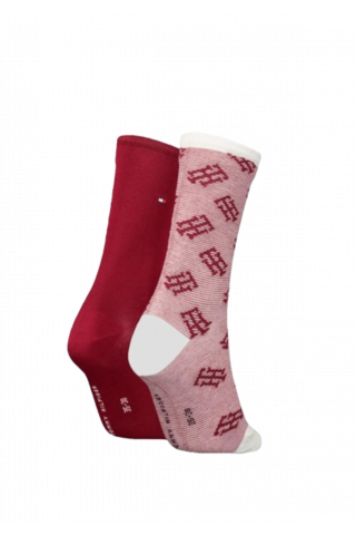 TOMMY HILFIGER - TH WOMEN SOCK 2P MONOGRAM ONE ROUGE COMBO