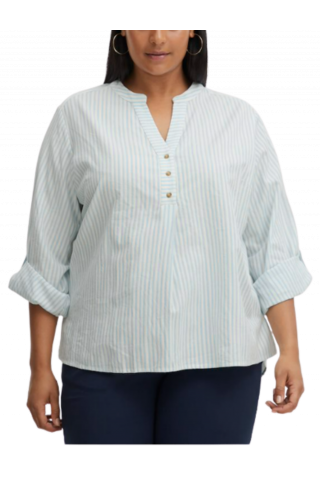 FRANSA BLOUSE SHORT SLEEVE FPKAJA BL 1, 20611779_STRLBLU/WHITE