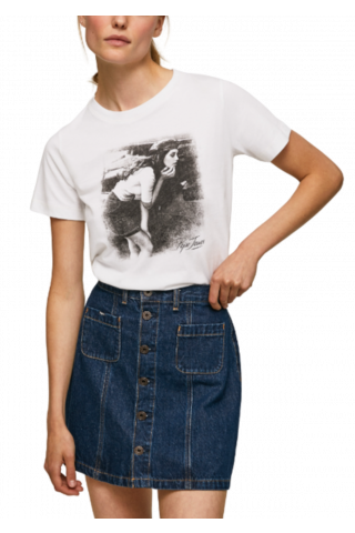 PEPE JEANS E1 SANY T-SHIRT PL505338 WHITE STAMP