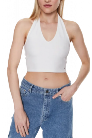 TOMMY HILFIGER TJW RIB HALTERNECK TOP - WHITE YBR