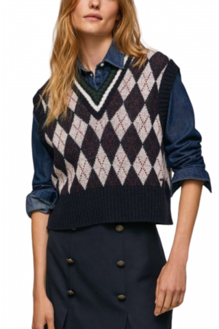 PEPE JEANS E2 BRYNLIE VEST CHECK KNITTED VEST PL701920
