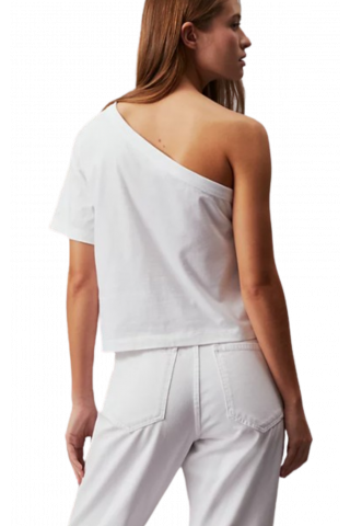 CALVIN KLEIN SMOOTH COTTON ONE SHOULDER TOP - WHITE_YAF