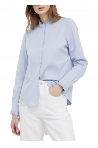 TOMMY HILFIGER CO 2-TONE FRILL RGL SHIRT - LIGHT BLUE C1O