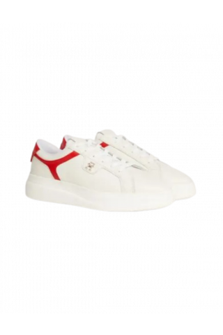 TOMMY HILFIGER POINTY COURT SNEAKER - WHITE/RED - 0K5