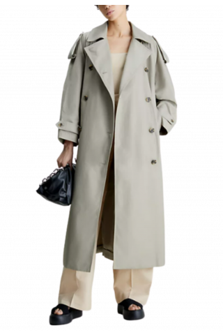 CALVIN KLEIN OVERSIZED TRENCH COAT - GREY/KHAKI PEY