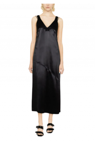 CALVIN KLEIN NAIA WIDE STRAP MIDI SLIP DRESS - BLACK BEH