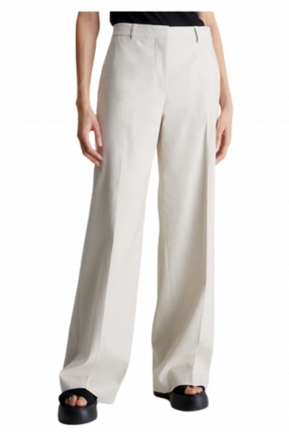 CALVIN KLEIN LINEN TAILORED WIDE LEG PANT - SMOOTH BEIGE ACN