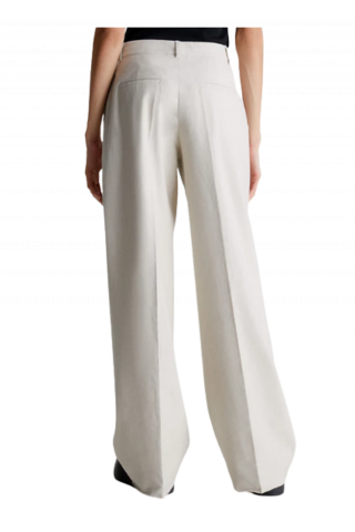 CALVIN KLEIN LINEN TAILORED WIDE LEG PANT - SMOOTH BEIGE ACN