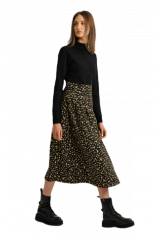 MOLLY BRACKEN LADIES WOVEN SKIRT BS BLACK FLOWERS