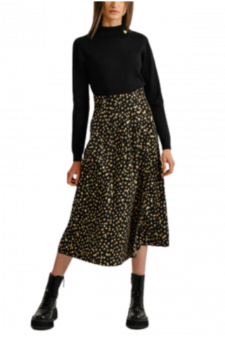 MOLLY BRACKEN LADIES WOVEN SKIRT BS BLACK FLOWERS