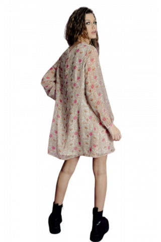 MOLLY BRACKEN LADIES WOVEN DRESS PALE PINK FLOWERS