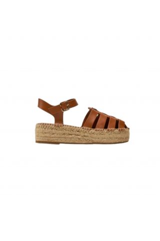 TOMMY HILFIGER - TH AUTHENTIC LEATHER ESPADRILLE COGNAC BROWN