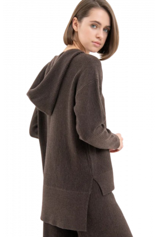 FRACOMINA HOODY MAXI PULL BROWN