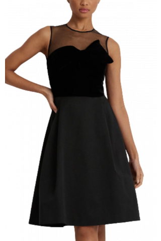 RALPH LAUREN DRESS WT VELVET-COCKTAIL COMBO BLACK