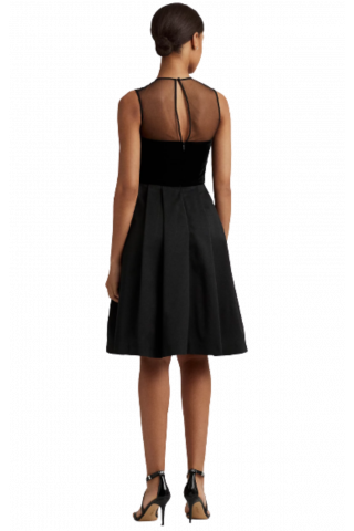 RALPH LAUREN DRESS WT VELVET-COCKTAIL COMBO BLACK