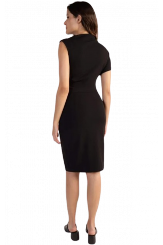 CALVIN KLEIN - SCUBA CREPE ASYMMETRIC DRESS BLACK