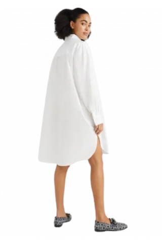 TOMMY HILFIGER ORG CO DOLID KNEE SHIRT DRESS WHITE YCF