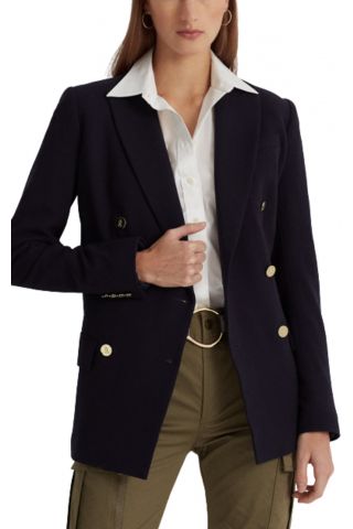 LAUREN RALPH LAUREN ST LT WT WOOL CRP JACKET NAVY BLUE