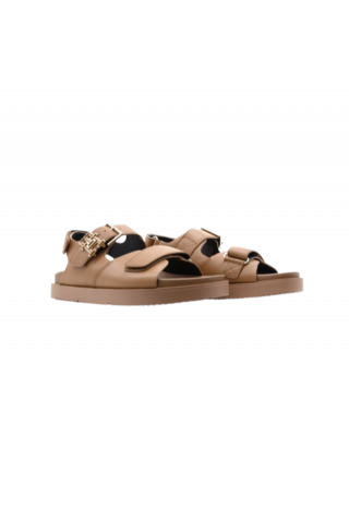 TOMMY HILFIGER - TH HARDWARE LEATHER SPORTY SANDAL BROWN