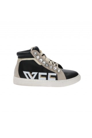 EMANUELLE VEE - SNEAKER ALTA STRASS P003 COMBI MULTI BLACK