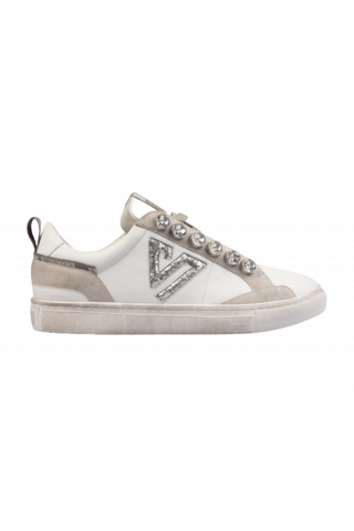 EMANUELLE VEE SNEAKER ALLACCIATA PELLE P100 COMBI WHITE