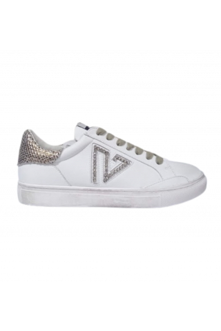 EMANUELLE VEE SNEAKER ALLACCIATA PELLE P100+PELLE INTR. WHITE/TAUPE