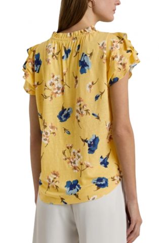 RALPH LAUREN - CLN LINEN BLND JERSEY SSL PPLO YELLOW/FLORAL